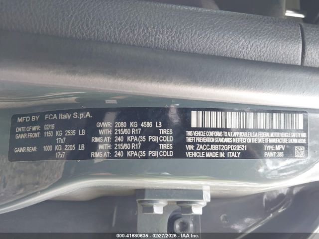 ZACCJBBT2GPD20521 Jeep Renegade Latitude