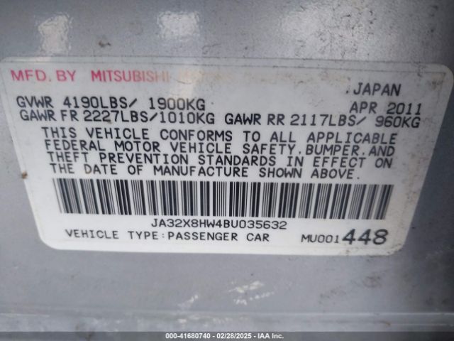 2011 MITSUBISHI LANCER SPORTBACK JA32X8HW4BU035632 Photo 8