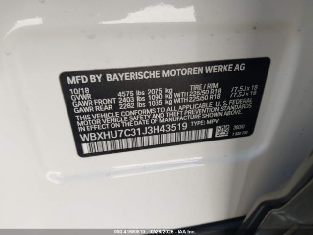 WBXHU7C31J3H43519 BMW X1 Sdrive28i