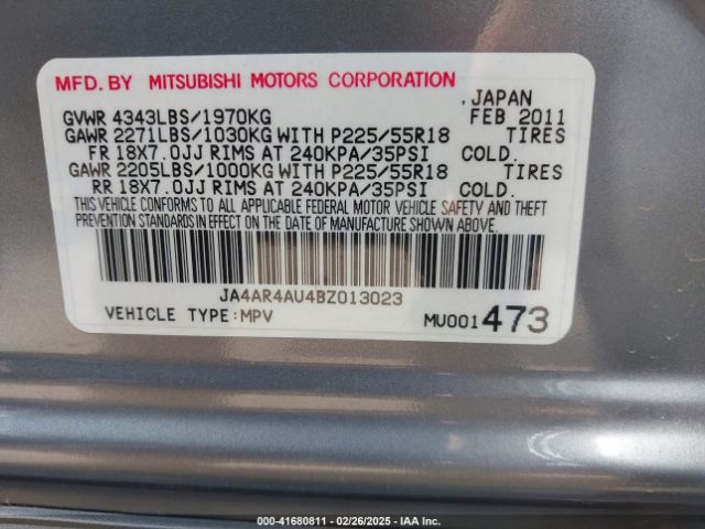 2011 MITSUBISHI OUTLANDER SPORT JA4AR4AU4BZ013023 Photo 8