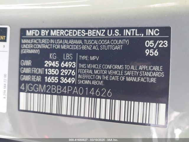 4JGGM2BB4PA014626 Mercedes-Benz Eqe 350+ Suv
