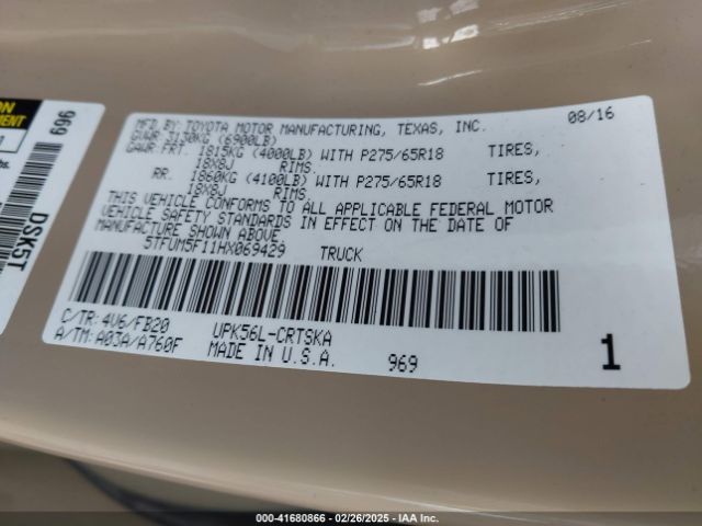 5TFUM5F11HX069429 Toyota Tundra Sr5 4.6l V8