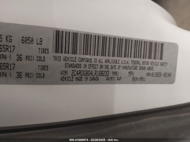 2C4RDGBG4LR168233 Dodge Grand Caravan Se