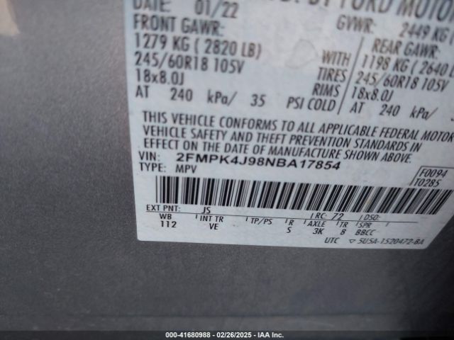 2022 FORD EDGE 2FMPK4J98NBA17854 Photo 8