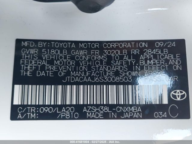 JTDACAAJ6S3008503 Toyota Crown Signia Xle