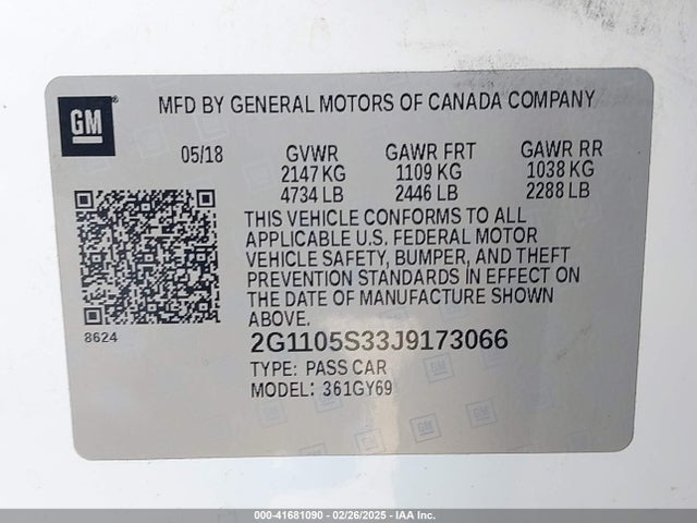 2G1105S33J9173066 Chevrolet IMPALA 1LT