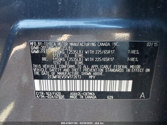 Toyota Rav4 Xle 2015 2T3WFREV5FW172613 Image 9