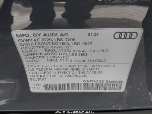WA15AAGE1RB052355 Audi Q8 E-tron Premium Plus Quattro