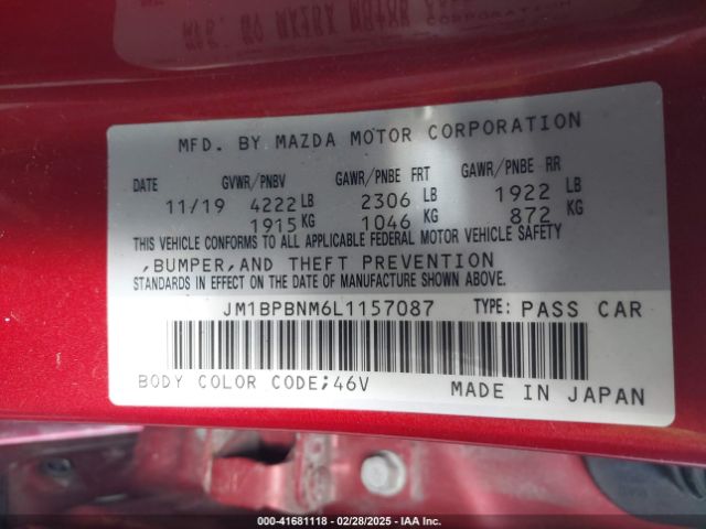 JM1BPBNM6L1157087 Mazda Mazda3 Hatchback Premium Package