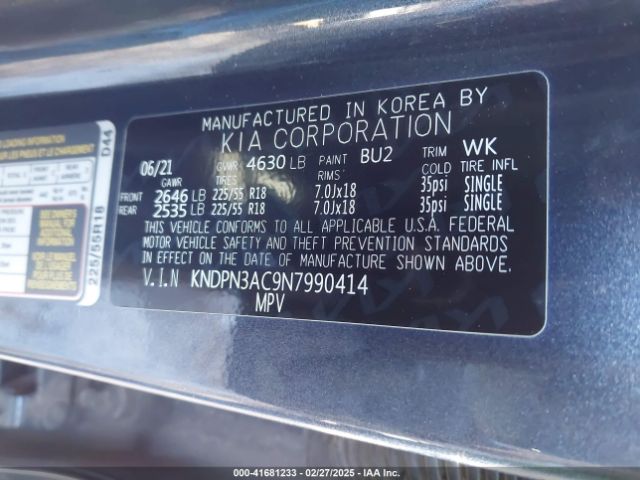 KNDPN3AC9N7990414 KIA Sportage Ex