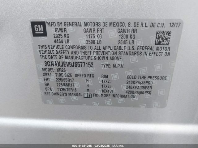 3GNAXJEV9JS577153 Chevrolet EQUINOX LT