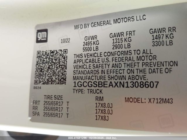 1GCGSBEAXN1308607 Chevrolet Colorado 2wd  Short Box Wt