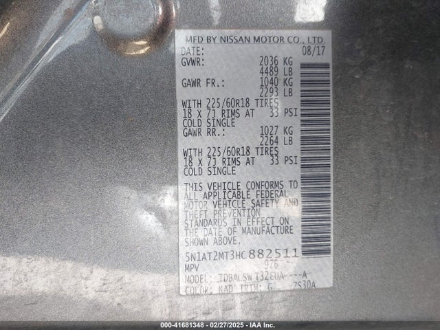Nissan Rogue Sl 2017 5N1AT2MT3HC882511 Image 9