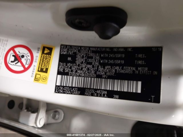 5TDDZRFH9KS932609 Toyota Highlander Limited