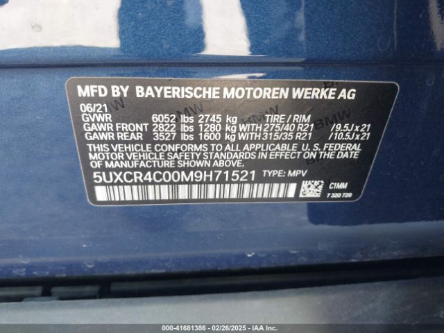 5UXCR4C00M9H71521 BMW X5 Sdrive40i