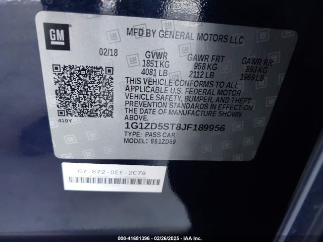 1G1ZD5ST8JF189956 Chevrolet MALIBU LT