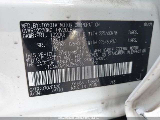 2021 TOYOTA VENZA JTEAAAAH2MJ059865 Photo 8