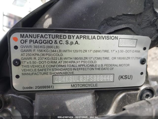 2023 APRILIA TUONO ZD4KSUL03PS000440 Photo 9