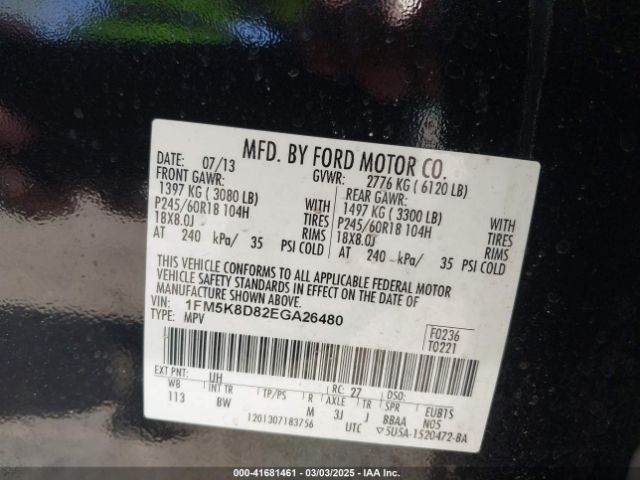 1FM5K8D82EGA26480 Ford EXPLORER XLT
