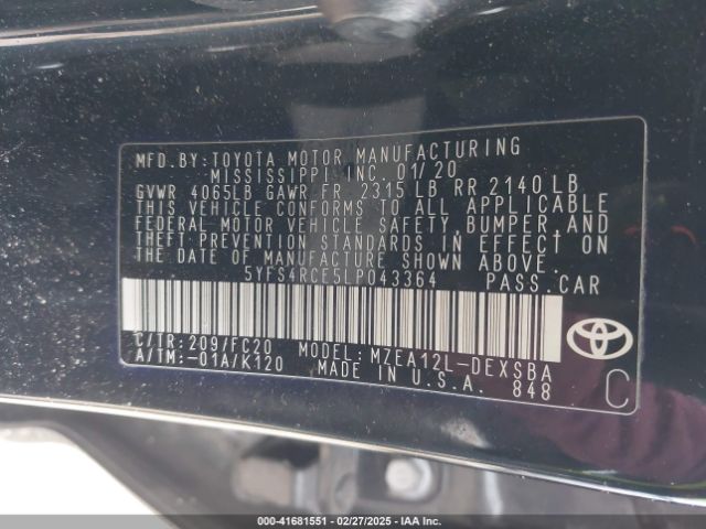 5YFS4RCE5LP043364 Toyota m20-fks
