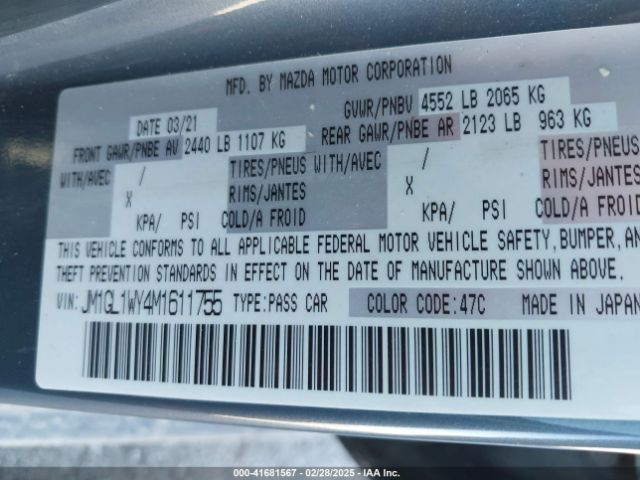 2021 MAZDA MAZDA6 JM1GL1WY4M1611755 Photo 8