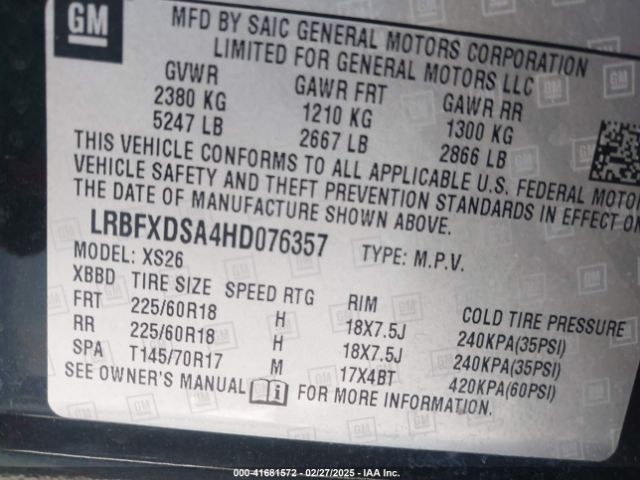 LRBFXDSA4HD076357 Buick Envision Essence
