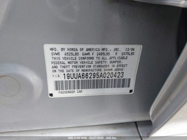 2005 ACURA TL 19UUA66295A020423 Photo 8