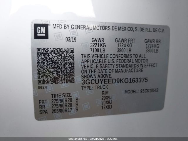 3GCUYEED9KG163375 Chevrolet Silverado 1500 Rst