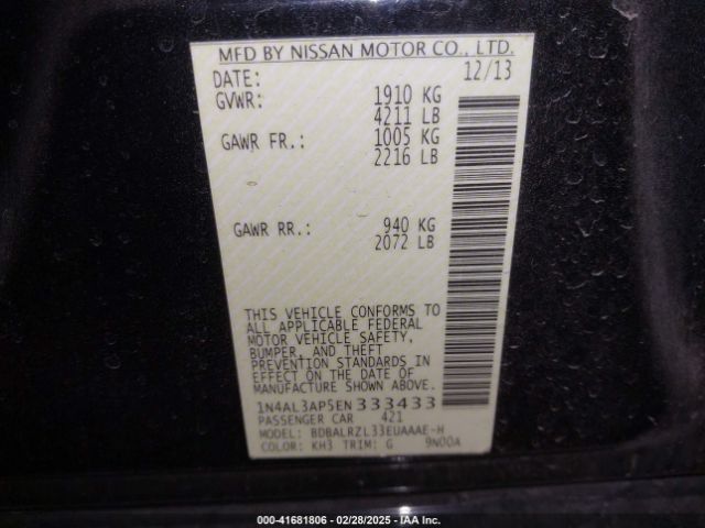 1N4AL3AP5EN333433 Nissan Altima 2.5 S