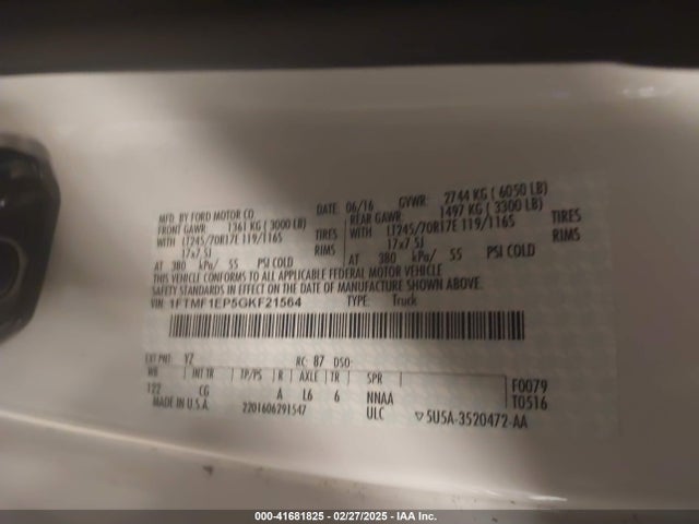 Ford F-150 Xl 2016 1FTMF1EP5GKF21564 Image 9