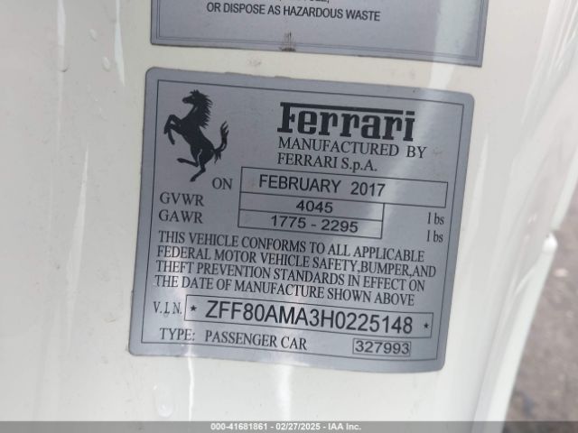 2017 FERRARI 488 SPIDER ZFF80AMA3H0225148 Photo 8