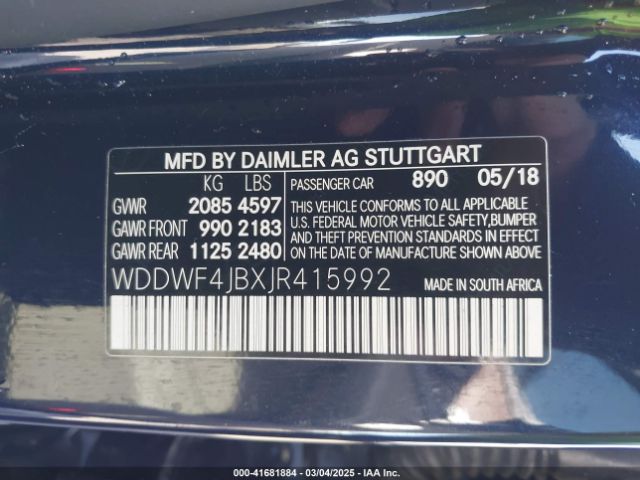 WDDWF4JBXJR415992 Mercedes-Benz C 300