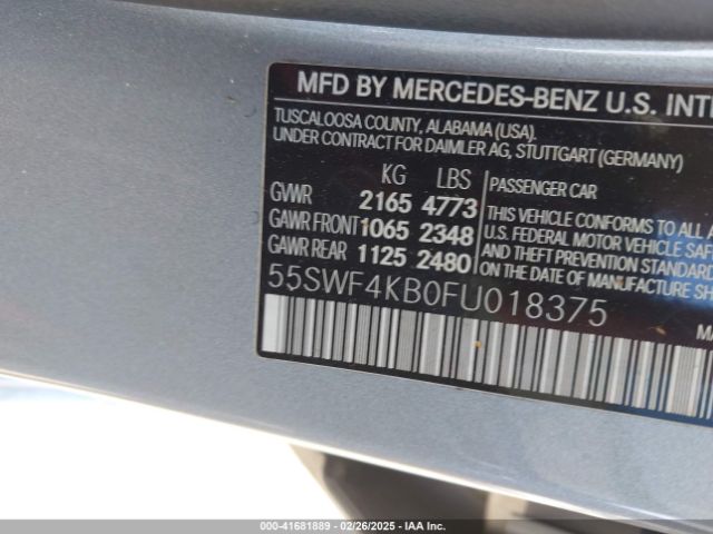 55SWF4KB0FU018375 Mercedes-Benz C 300