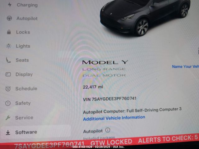 7SAYGDEE3PF760741 Tesla Model Y Awd/long Range Dual Motor All-wheel Drive