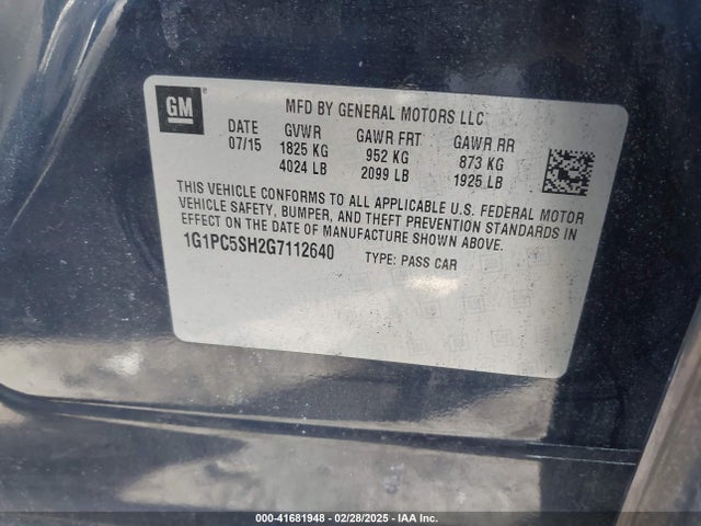 1G1PC5SH2G7112640 Chevrolet Cruze Limited Ls Auto