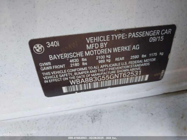 WBA8B3G55GNT62531 BMW 340i