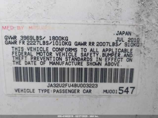 2011 MITSUBISHI LANCER JA32U2FU4BU003223 Photo 8