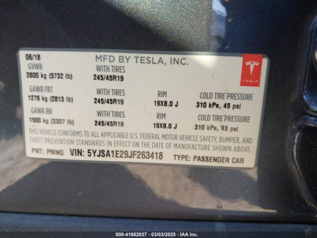 5YJSA1E29JF263418 Tesla Model S 100d/75d/p100d