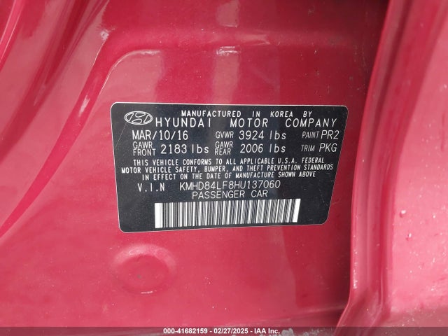 KMHD84LF8HU137060 Hyundai ELANTRA SE