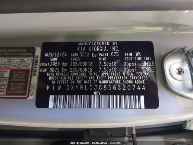 5XYRLDJC8SG320744 KIA SORENTO S