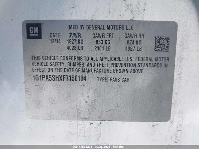 1G1PA5SHXF7150184 Chevrolet Cruze Ls Auto
