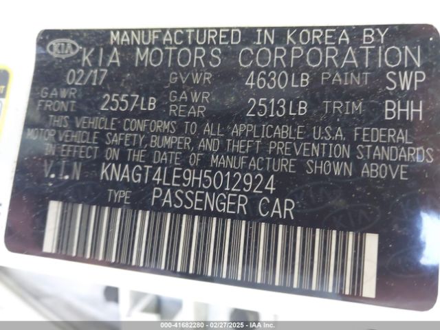 KNAGT4LE9H5012924 KIA 2017