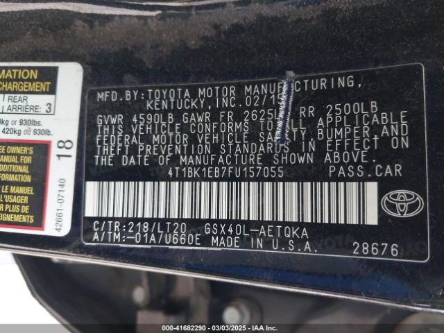 4T1BK1EB7FU157055 Toyota 2gr-fe