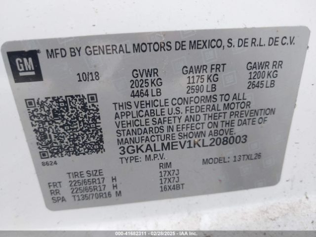 3GKALMEV1KL208003 GMC Terrain Sle