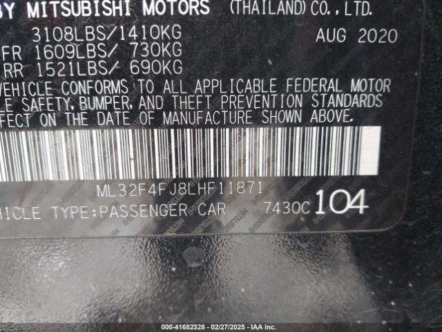 ML32F4FJ8LHF11871 Mitsubishi Mirage G4 Le/se