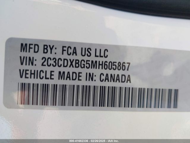 2C3CDXBG5MH605867 Dodge Charger Sxt Rwd