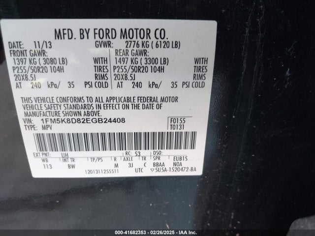 Продажа на аукционе авто 2014 Ford Explorer Xlt, vin: 1FM5K8D82EGB24408, номер лота: 41682353