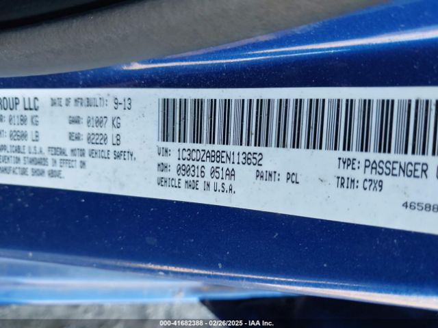 1C3CDZAB8EN113652 Dodge AVENGER SE