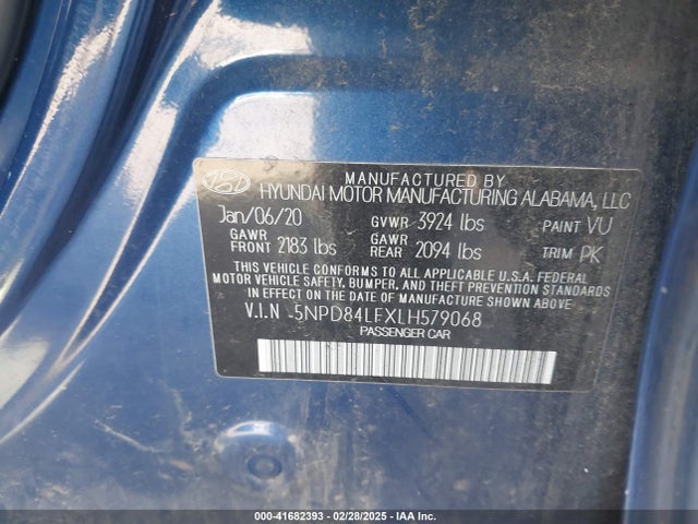 5NPD84LFXLH579068 Hyundai ELANTRA SEL