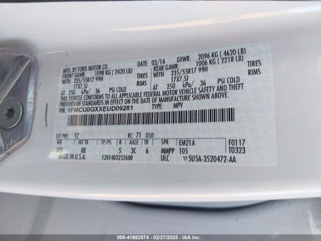 Ford ESCAPE SE 2014 1FMCU0GXXEUD09281 Image 9